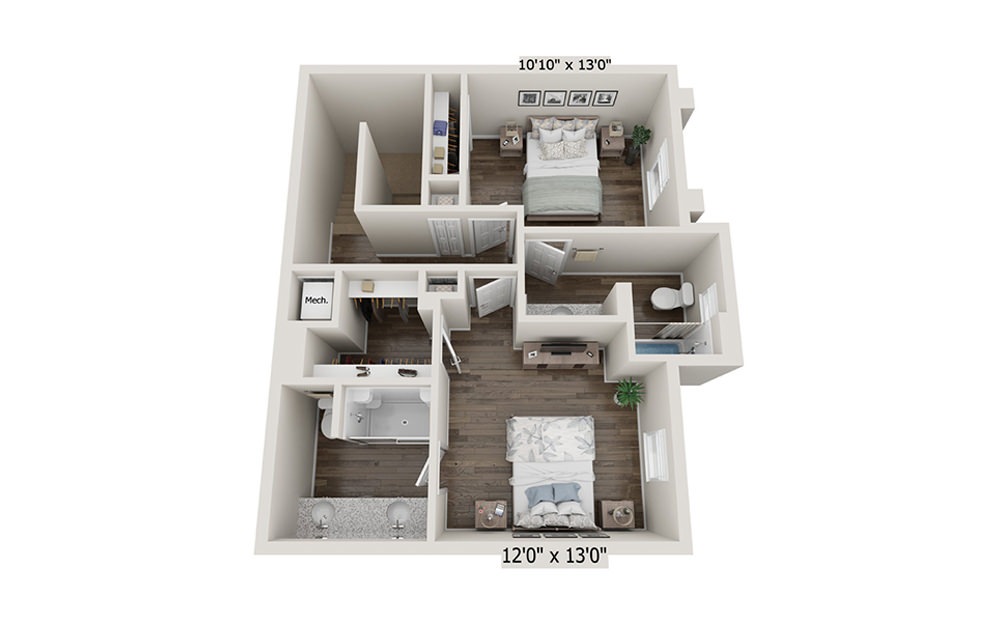 Cocoplum 2 Bedroom 2.5 Bath Floorplan