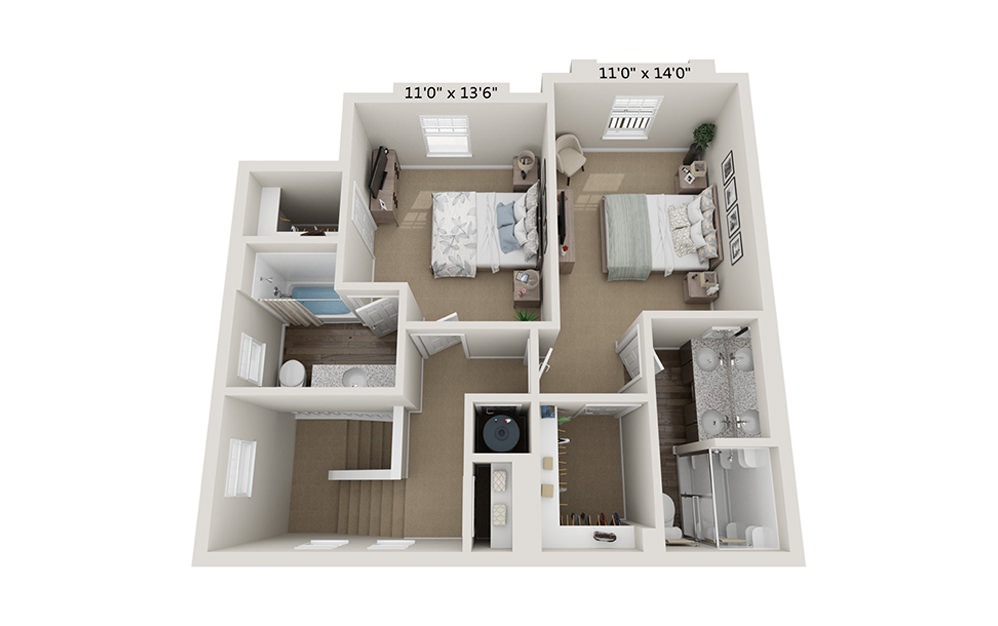 Garden 2 Bedroom 2.5 Bath Floorplan